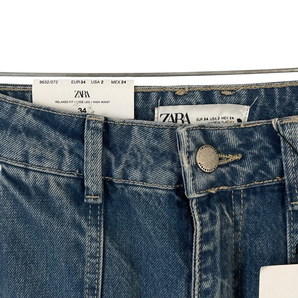 NWT Zara Relaxed Fit Multi Pocket Cargo Jeans Size 34 - Picture 5 of 7